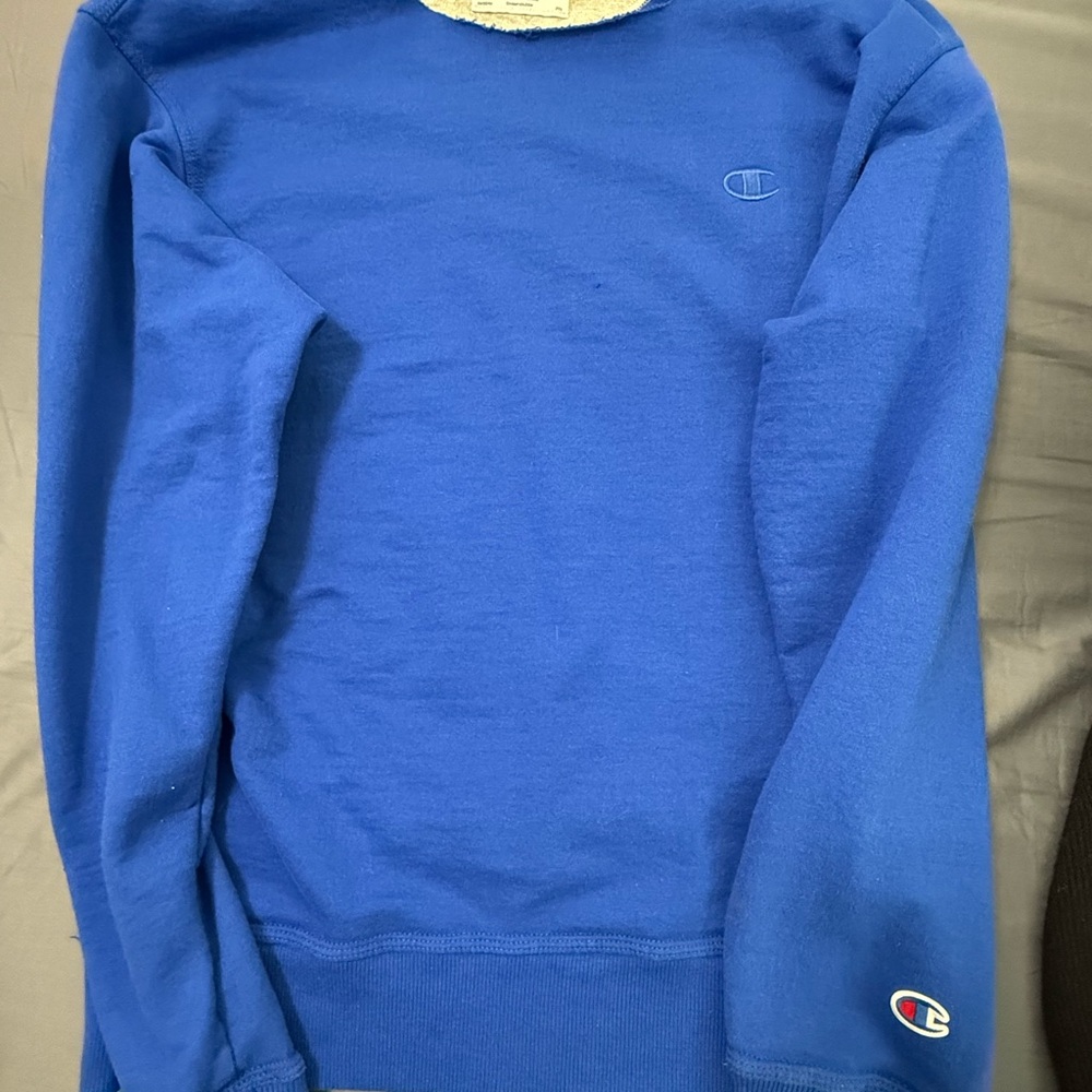 Champion Men's Blue Sweater (neckline is cut. off the shoulder)